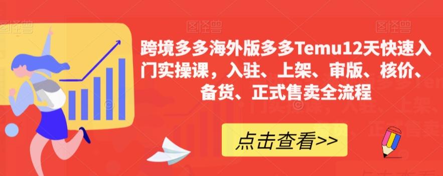 跨境多多海外版多多Temu12天快速入门实操课，入驻、上架、审版、核价、备货、正式售卖全流程-网创