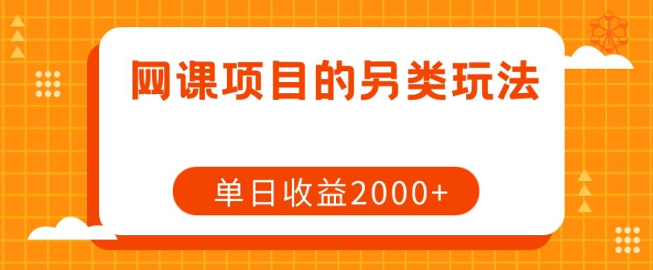 网课项目的另类玩法，单日收益2000+【揭秘】-网创