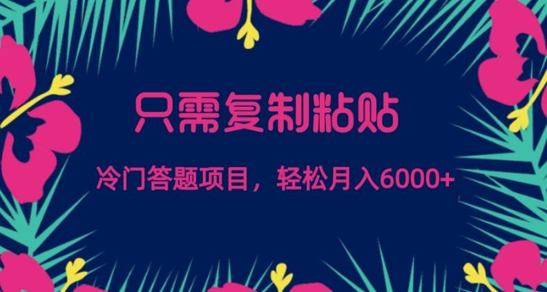 只需复制粘贴，冷门答题项目，轻松月入6000-网创