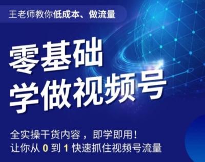 王老师教你低成本、做流量，零基础学做视频号，0-1快速抓住视频号流量-网创