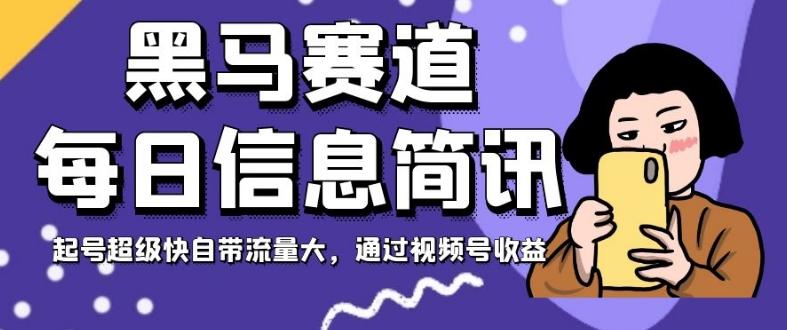 黑马赛道每日信息简讯，起号超级快自带流量大，通过视频号收益【揭秘】-网创