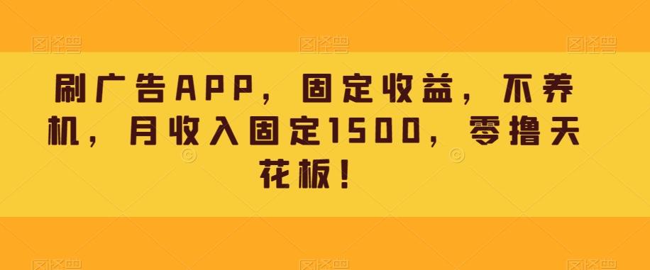 刷广告APP，固定收益，不养机，月收入固定1500，零撸天花板！-网创