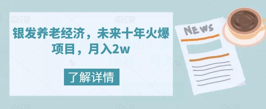 银发养老经济，未来十年火爆项目，月入2w【揭秘】-网创