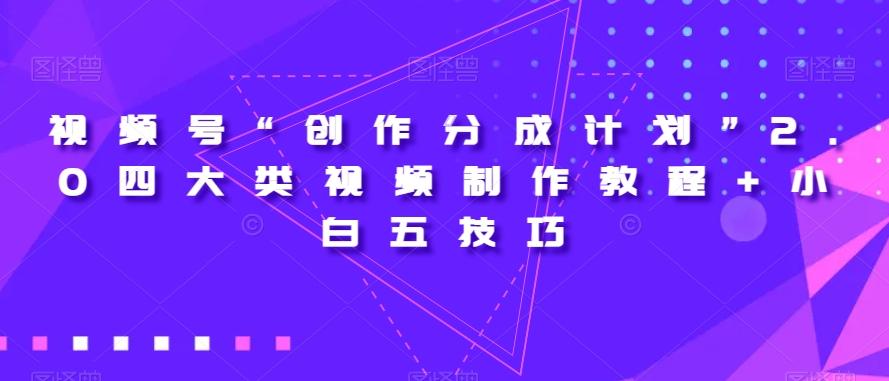 视频号“创作分成计划”2.0四大类视频制作教程+小白五技巧【揭秘】-网创