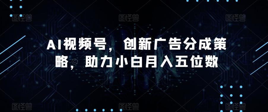 AI视频号，创新广告分成策略，助力小白月入五位数【揭秘】-网创