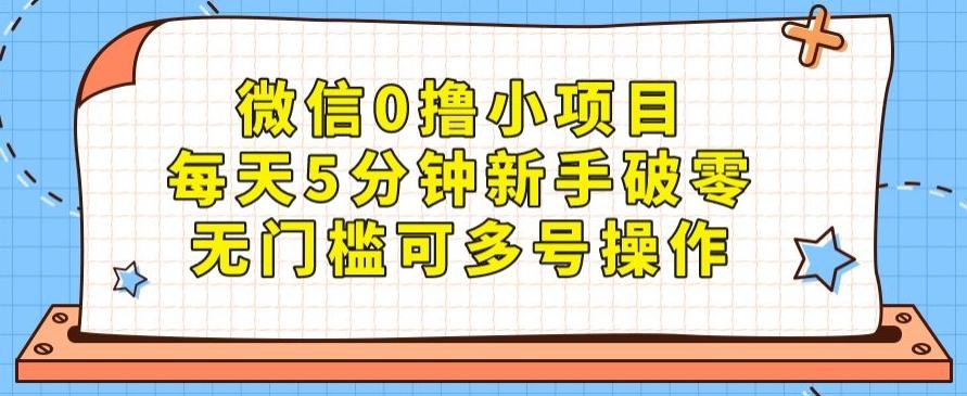 微信0撸小项目，每天5分钟新手破零，无门槛可多号操作-网创
