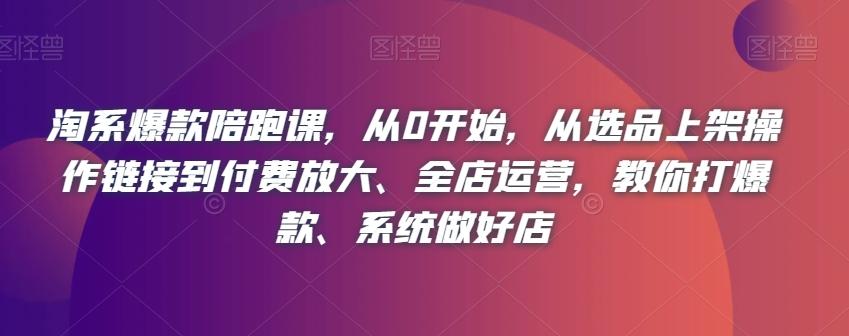 淘系爆款陪跑课，从0开始，从选品上架操作链接到付费放大、全店运营，教你打爆款、系统做好店-网创