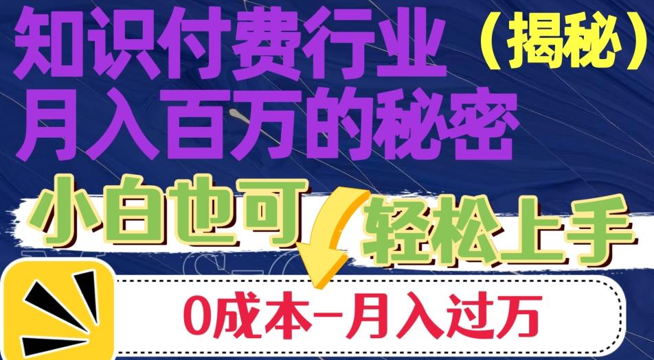 揭秘知识付费行业月入百万的秘密,小白也可轻松上手,月入过万-网创
