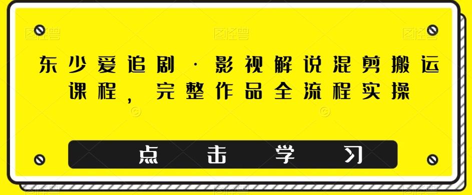 东少爱追剧·影视解说混剪搬运课程，完整作品全流程实操-网创