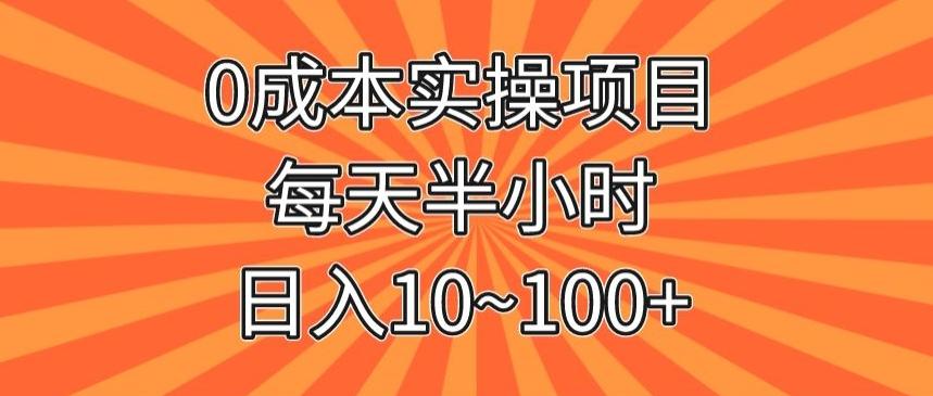 0成本实操项目，每天半小时，日入10~100+-网创