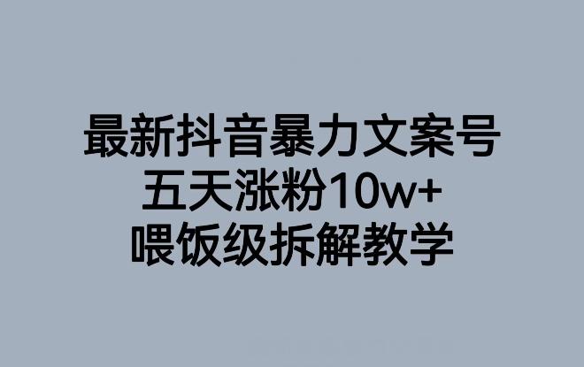 最新抖音暴力文案号,五天涨粉10w+,喂饭级拆解教学-网创