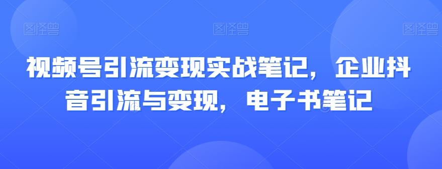 视频号引流变现实战笔记，企业抖音引流与变现，电子书笔记-网创