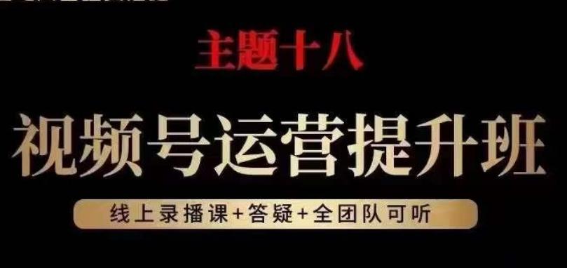 视频号运营提升班，从底层逻辑讲，2023年最佳流量红利！-网创