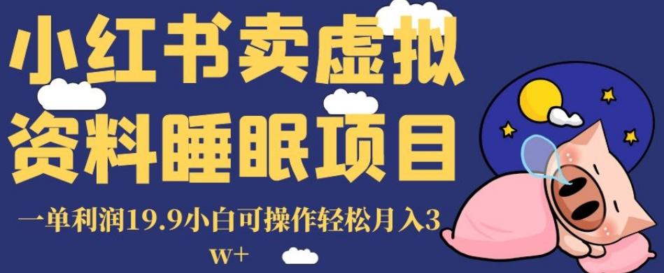 小红书卖虚拟资料睡眠项目，一单利润19.9小白可操作轻松月入3w+【揭秘】-网创