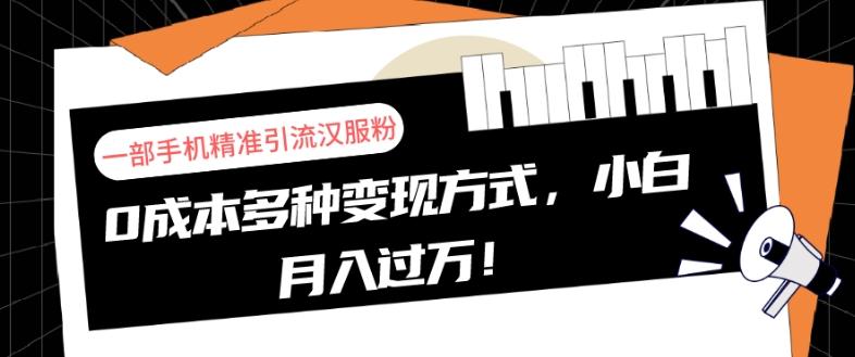 一部手机精准引流汉服粉，0成本多种变现方式，小白月入过万！-网创