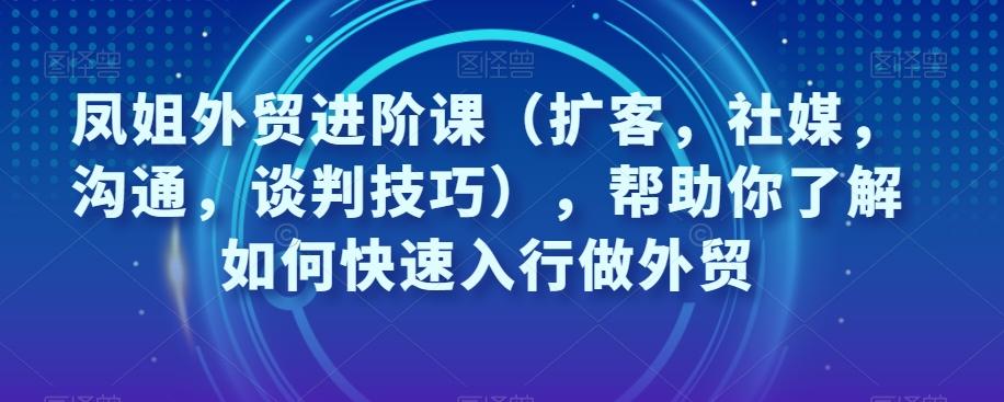 凤姐外贸进阶课（扩客，社媒，沟通，谈判技巧），帮助你了解如何快速入行做外贸-网创