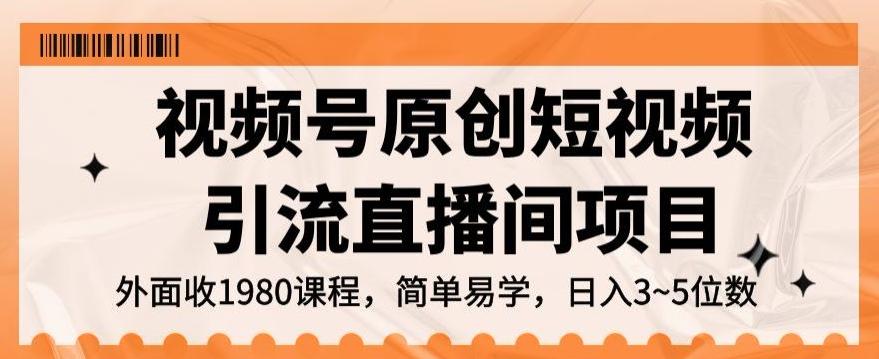 视频号原创短视频引流直播间项目，日入3~5五位数【揭秘】-网创