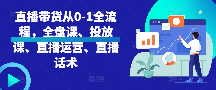 直播带货从0-1全流程，全盘课、投放课、直播运营、直播话术-网创