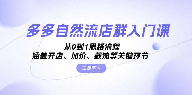 多多自然流店群入门课，从0到1思路流程，涵盖开店、加价、截流等关键环节-网创