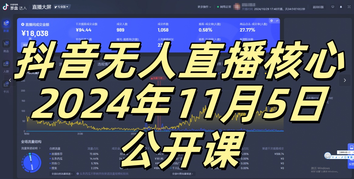 抖音无人直播核心公开课，咸鱼翻身小白可做带有睡后收入月入过万太简单【揭秘】-网创