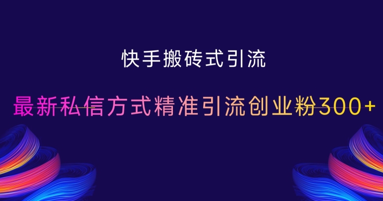 快手搬砖式引流，最新私信方式精准引流创业粉300+-网创
