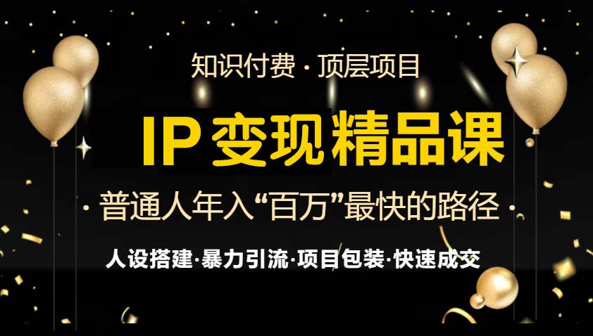 IP变现最新精品课程，知识付费全流程+最强引流术+小白避坑指南-网创