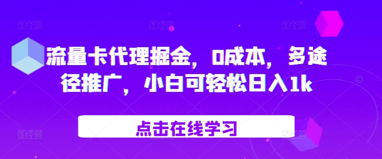 流量卡代理掘金，0成本，多途径推广，小白可轻松日入1k-网创