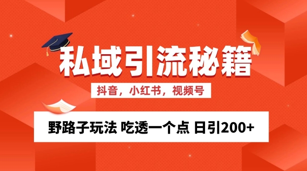 私域流量的精准化获客方法 野路子玩法 吃透一个点 日引200+ 【揭秘】-网创