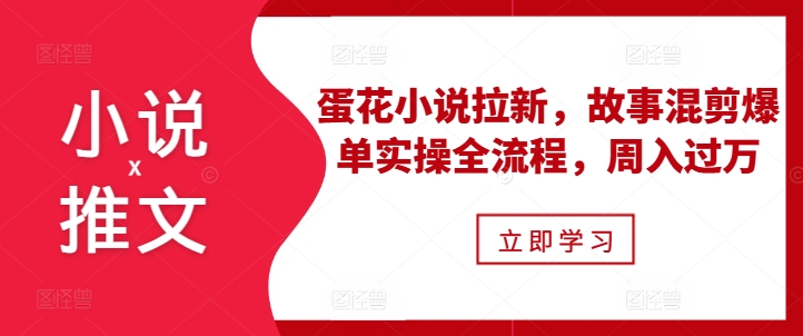 小说推文之蛋花小说拉新，故事混剪爆单实操全流程，周入过万-网创