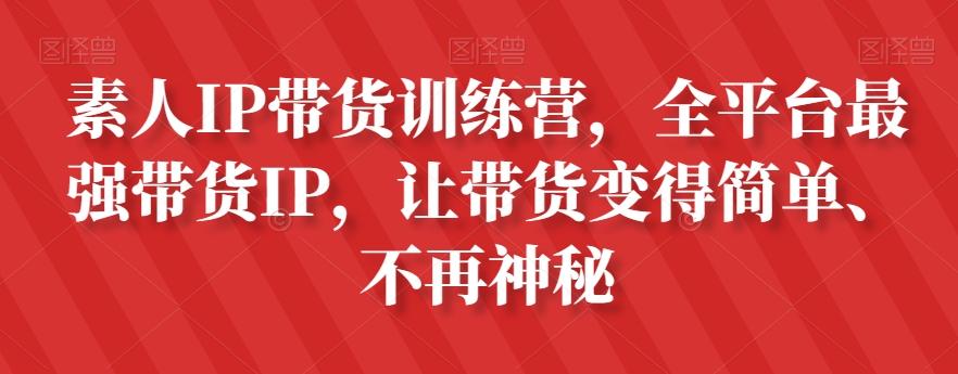 素人IP带货训练营，全平台最强带货IP，让带货变得简单、不再神秘-网创
