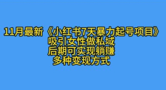 K总部落11月最新小红书7天暴力起号项目，吸引女性做私域【揭秘】-网创