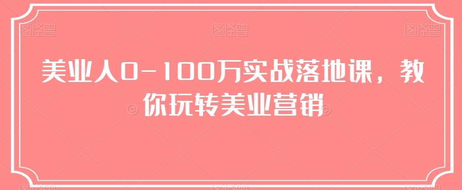 美业人0-100万实战落地课，教你玩转美业营销-网创