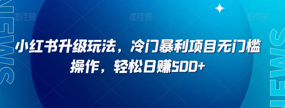 小红书升级玩法，冷门暴利项目无门槛操作，轻松日赚500+【揭秘】-网创
