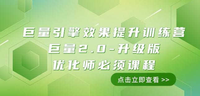 巨量引擎·效果提升训练营：巨量2.0-升级版，优化师必须课程（111节课）-网创