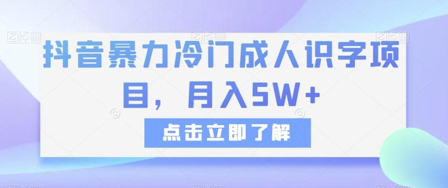 抖音暴力冷门成人识字项目，月入5W+【揭秘】-网创
