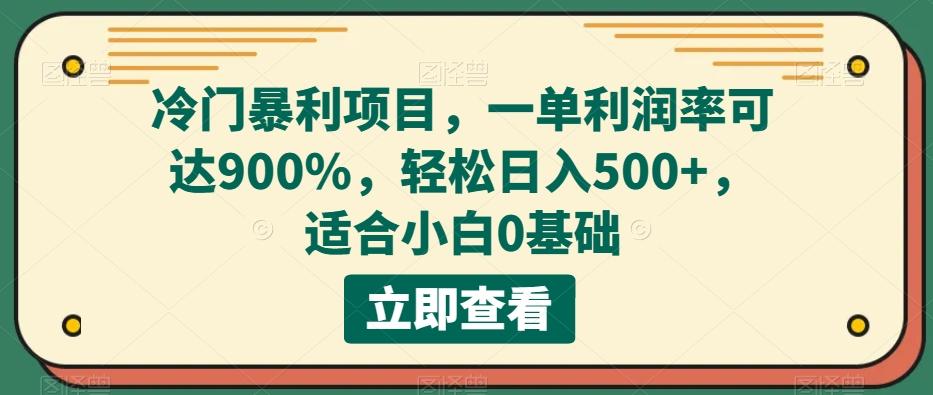 冷门暴利项目，一单利润率可达900%，轻松日入500+，适合小白0基础-网创