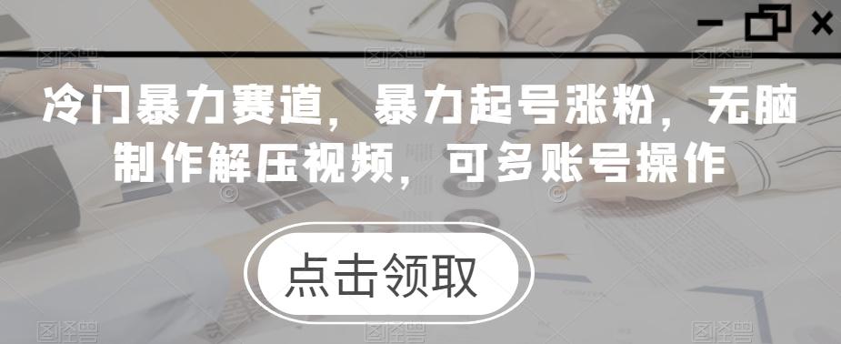 冷门暴力赛道，暴力起号涨粉，无脑制作解压视频，可多账号操作-网创