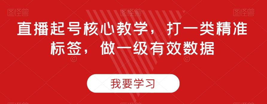 直播起号核心教学，打一类精准标签，做一级有效数据-网创
