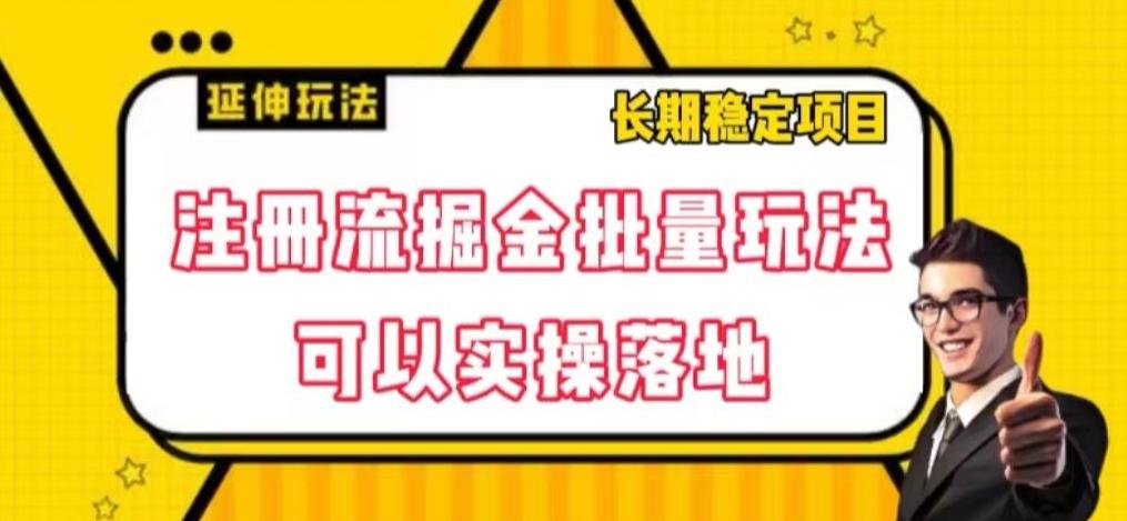 注册流掘金批量玩法，可以实操落地【揭秘】-网创