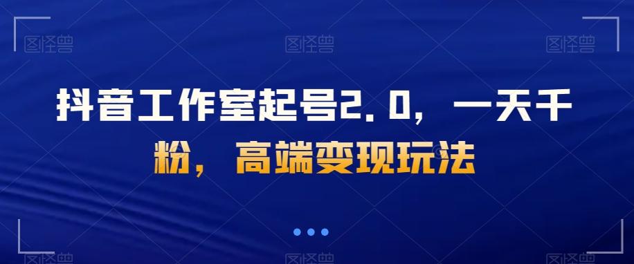 抖音工作室起号2.0，一天千粉，高端变现玩法【揭秘】-网创