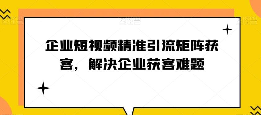 企业短视频精准引流矩阵获客，解决企业获客难题-网创