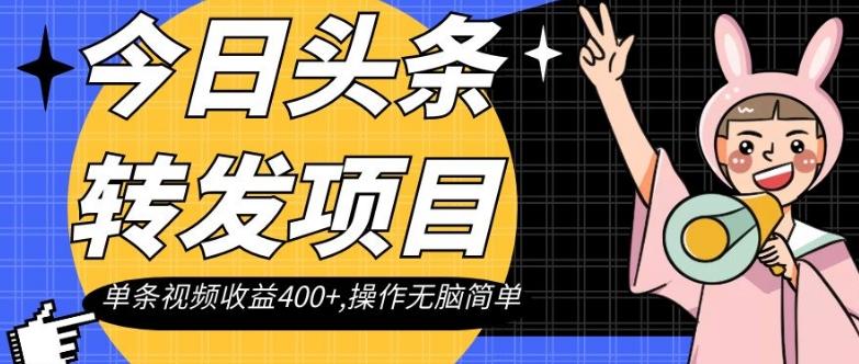 今日头条转发项目，单条视频收益400+,操作无脑简单【揭秘】-网创