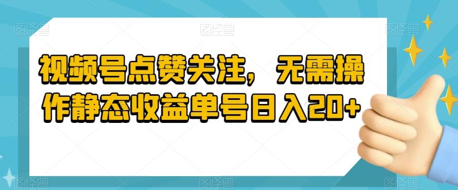 视频号点赞关注，无需操作静态收益单号日入20+-网创