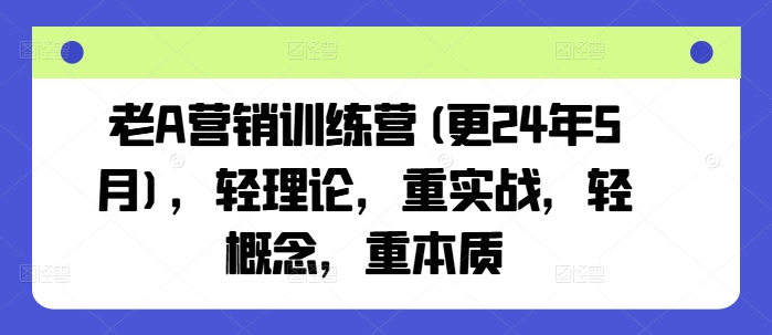 老A营销训练营(更24年11月)，轻理论，重实战，轻概念，重本质-网创