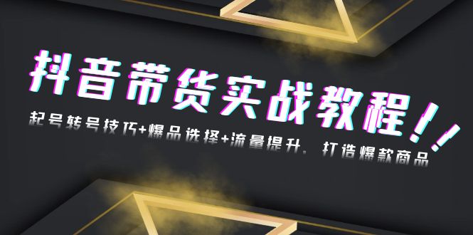 抖音带货实战教程：起号转号技巧+爆品选择+流量提升，打造爆款商品-网创