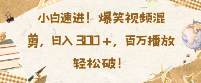 小白速进，爆笑视频混剪，日入3张，百万播放轻松破【揭秘】-网创