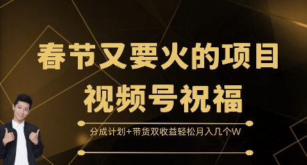 春节又要火的项目视频号祝福，分成计划+带货双收益，轻松月入几个W【揭秘】-网创