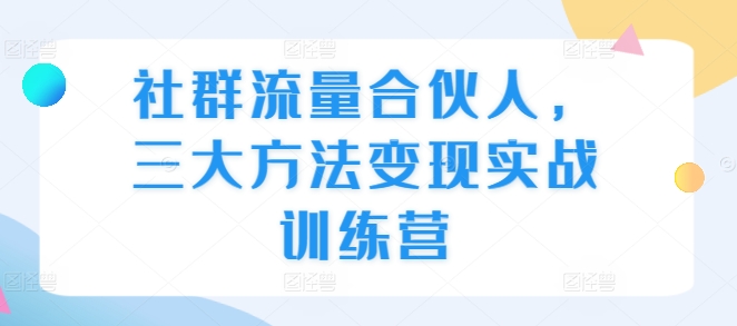 社群流量合伙人，三大方法变现实战训练营-网创