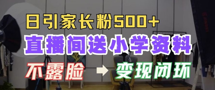 直播间送小学资料，每天引流家长粉500+，变现闭环模式【揭秘】-网创