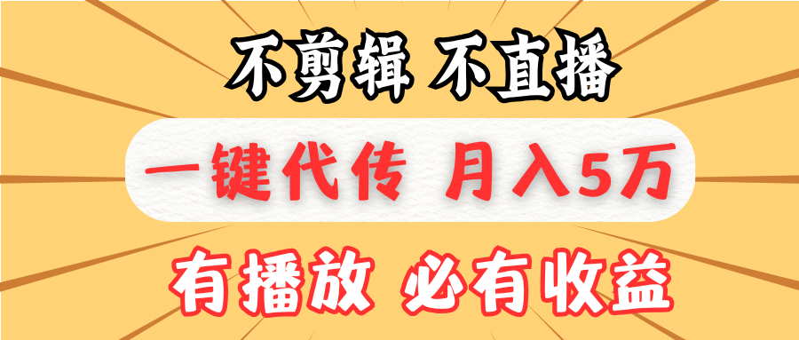 不剪辑不直播，一键代发，月入5万懒人必备，我出视频你来发-网创